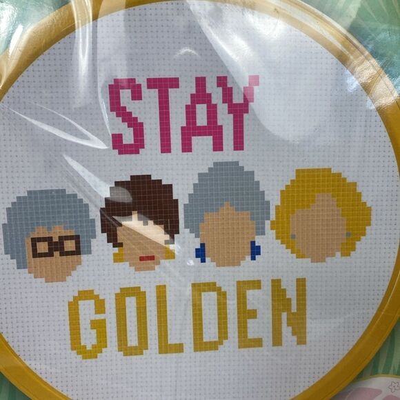Cross Stitch Kit Embroidery Golden Girls Series “Stay Golden” New Grannycore - Picture 3 of 5